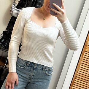 White ribbed top